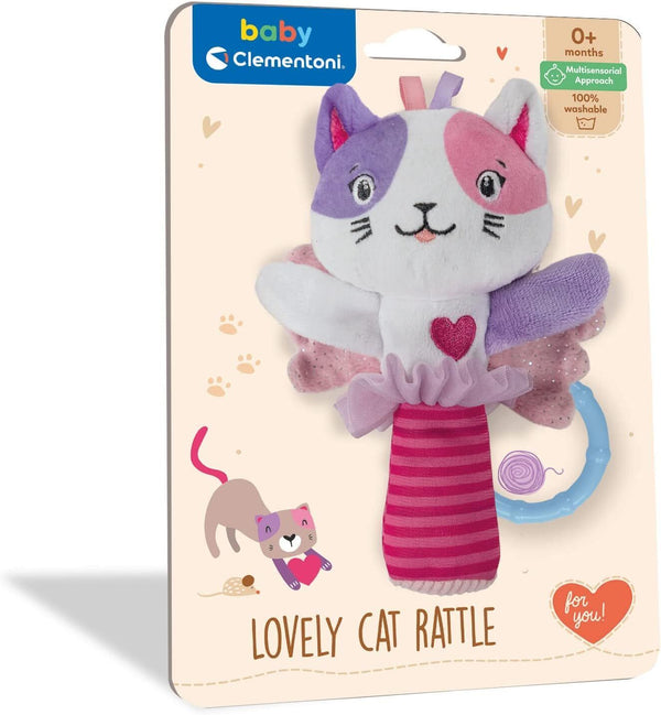 17653 Lovely Cat Rattle Toddler Plush Toy Soft Washable MultiColor - *SEE NOTES*