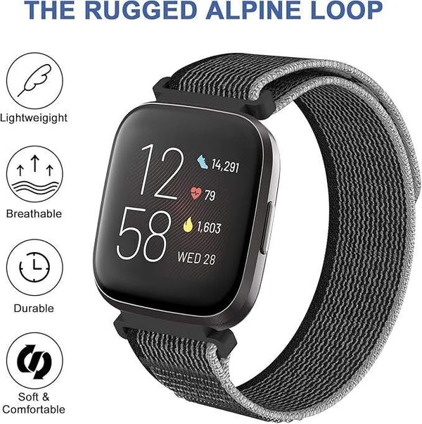 BUJNIE Trail Loop Nylon Strap, Compatible with Fitbit Versa 2, Grey/Orange