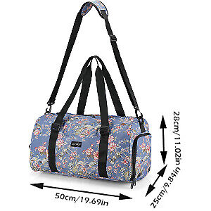 zootop Gym Bag Waterproof Sports Duffel Dry Wet Compartment Flower Pattern