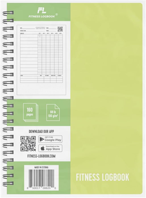 Fitness Logbook (Lime) A5 Workout Journal Men & Women Plastic Cover Thick Paper