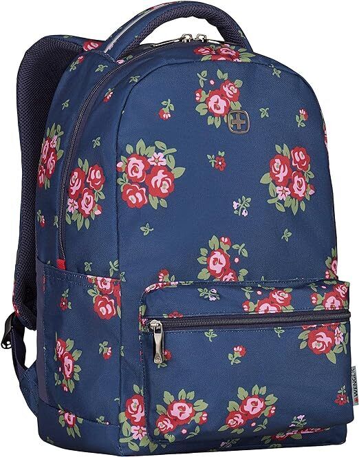 Wenger Laptop Roses Backpack COLLEAGUE 22L, 16" 40cm Padded - Blue Floral