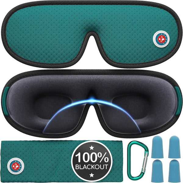 MediGrade 3D Sleep Eye Mask with Ear Plugs, Blackout Travel Blindfold