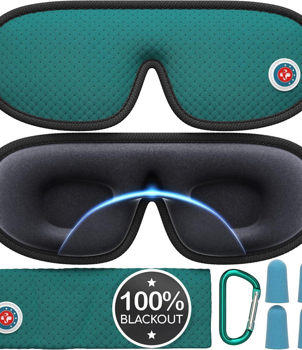 MediGrade 3D Sleep Eye Mask with Ear Plugs, Blackout Travel Blindfold