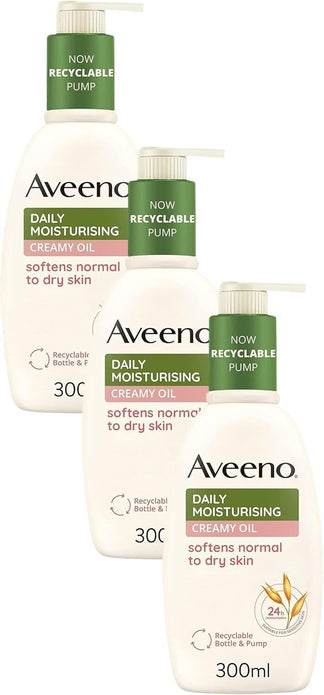 Aveeno Daily Moisturising Creamy Oil, With Nourishing Oat 300 ml (Pack of 3)