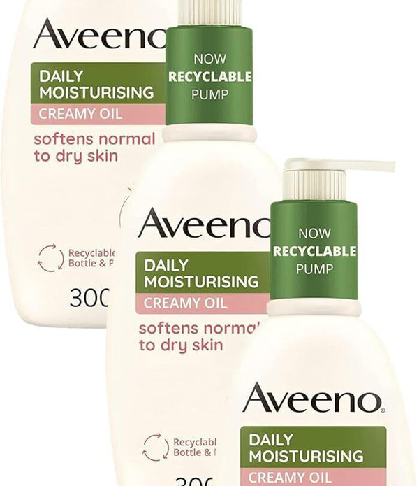 Aveeno Daily Moisturising Creamy Oil, With Nourishing Oat 300 ml (Pack of 3)