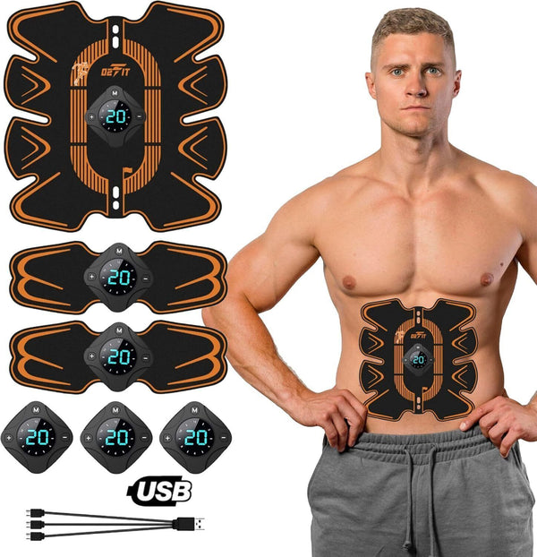 02FIT Abs Stimulator - Rechargeable EMS Muscle Trainer with 12 Modes