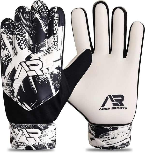 Arsh Sports Goalie Gloves, White, Size 5, 9.12 years Youth Soccer Gloves