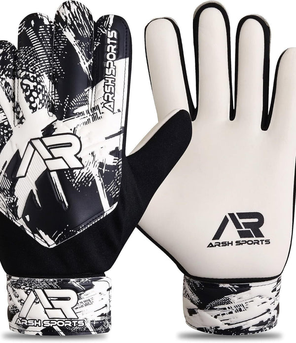 Arsh Sports Goalie Gloves, White, Size 5, 9.12 years Youth Soccer Gloves