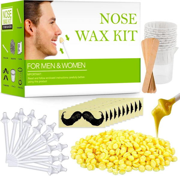 Nose Wax Kit for Men & Women - Hair Removal Wax with 20 Tips, 2 Pack