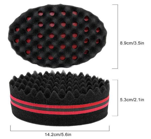 Hair Sponge Brush Set for Curls, Dread Coils & Waves - 2 Sizes
