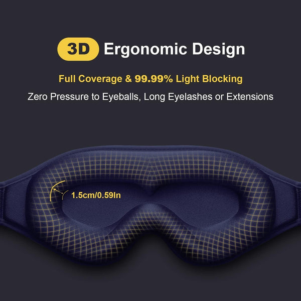 Puikos Weighted Eye Mask - Blackout Adjustable Comfortable for Travel Dark Blue
