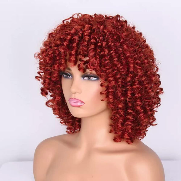 Colorfulpanda Curly Afro Wig - Synthetic Heat-Resistant Hair - Golden Red