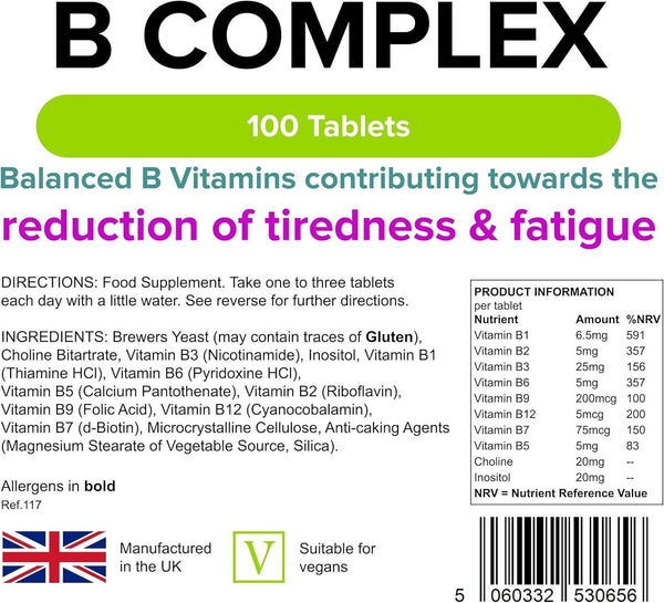 Vitamin B Complex 100 Tablets � Energy Support Supplement