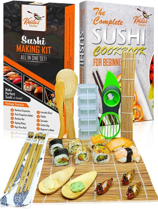 Bamboo Sushi Making Kit for Beginners Sushi Mat Molds Chopsticks Kids & Adults