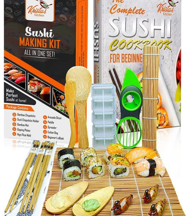 Bamboo Sushi Making Kit for Beginners Sushi Mat Molds Chopsticks Kids & Adults