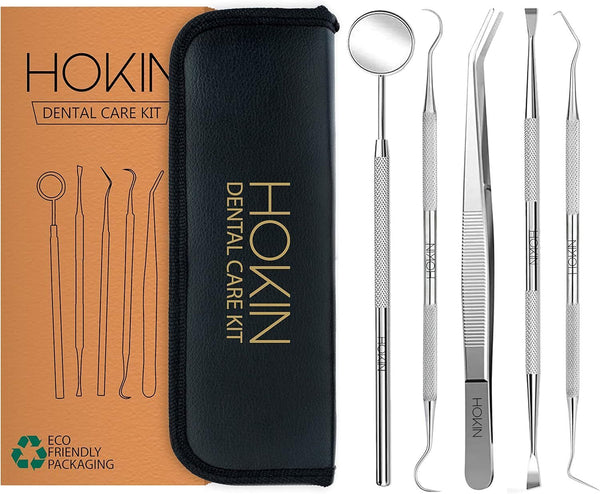HOKIN Plaque Remover Dental Kit (5) � Stainless Steel Cleaning Tools