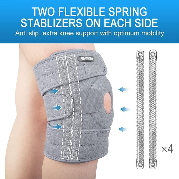 AVIDDA Open Patella Knee Braces (Pair), Grey L (18.5x22.5"), Joint Pain Support