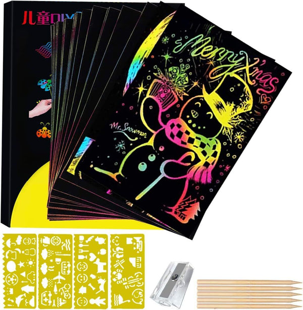 Painting Magic Scratch Paper DIY Scratch Book Cartoon Drawing Board for Kids,