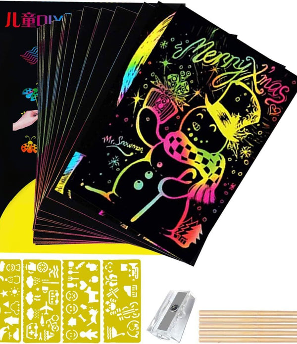 Painting Magic Scratch Paper DIY Scratch Book Cartoon Drawing Board for Kids,