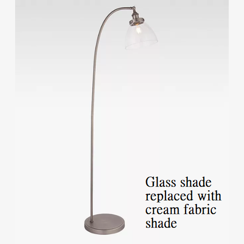 Bay Lighting Carter Floor Lamp, Matt Nickel  -Glass replaced with cream fabric