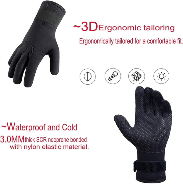 ABPOK 3mm Neoprene Diving Gloves Thermal Anti-slip Water Sports Men Women