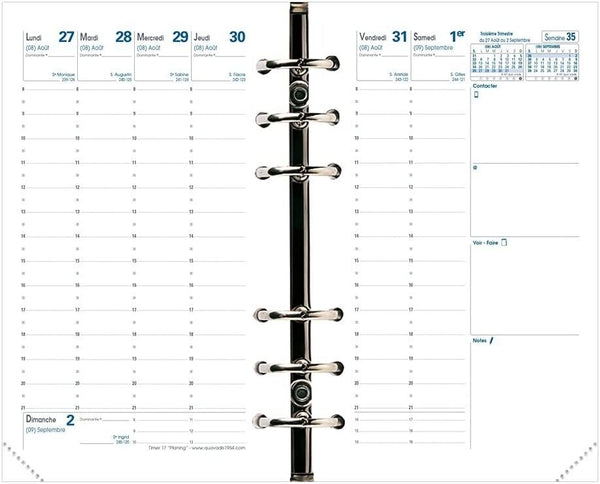 Quo Vadis Calendar Organiser Timer 17 Horiz Planing 938227Q  (French)