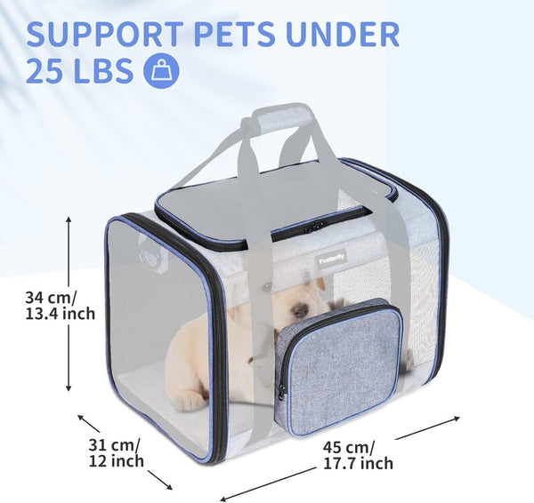 Fostanfly Pet Carrier for Large Cats 20lbs & Small Dogs, TSA Approved