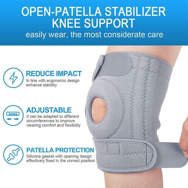 AVIDDA Open Patella Knee Braces (Pair), Grey L (18.5x22.5"), Joint Pain Support