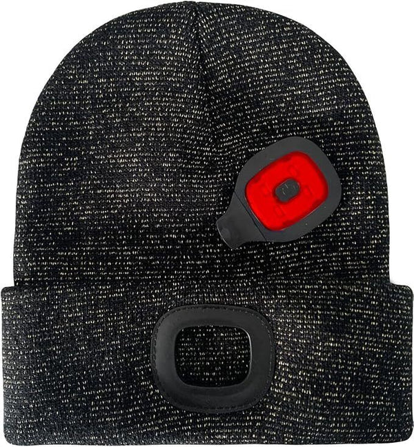 Atnke LED light up Beanie Fleece Hat Black / Goldwire FZ-101 - Warm & Light 