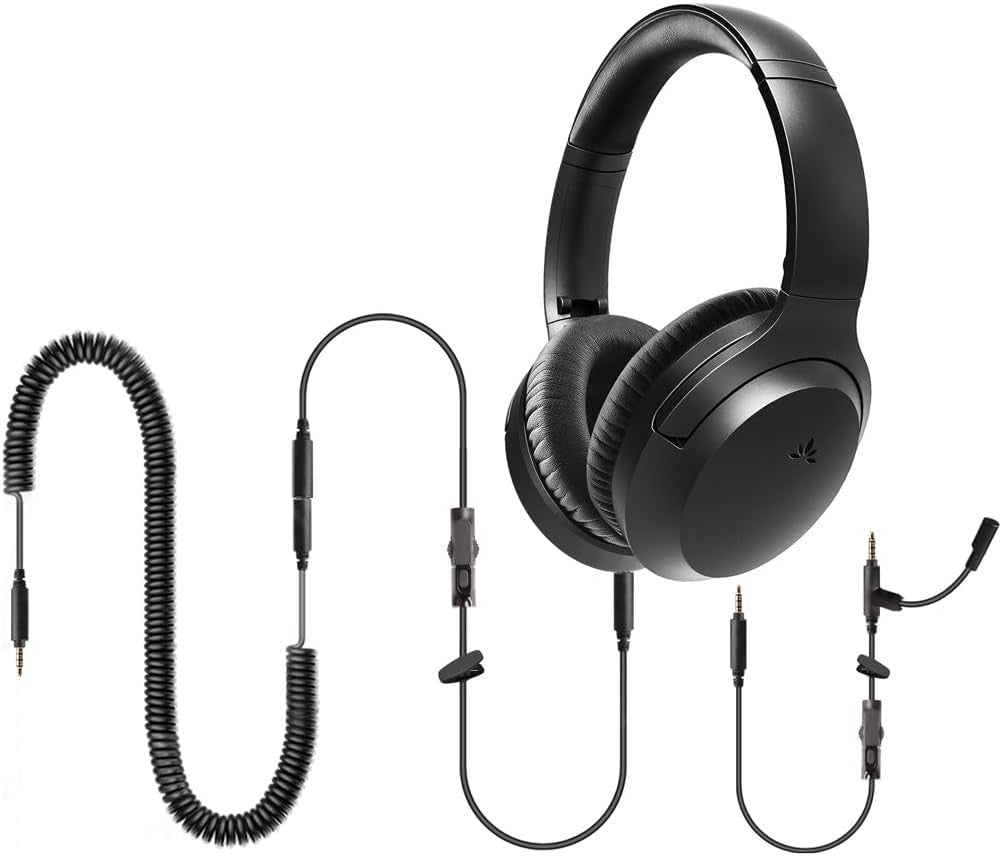 Avantree Aria Line M Wired Over-Ear Headphones Boom Mic Mute 3.5mm AUX
