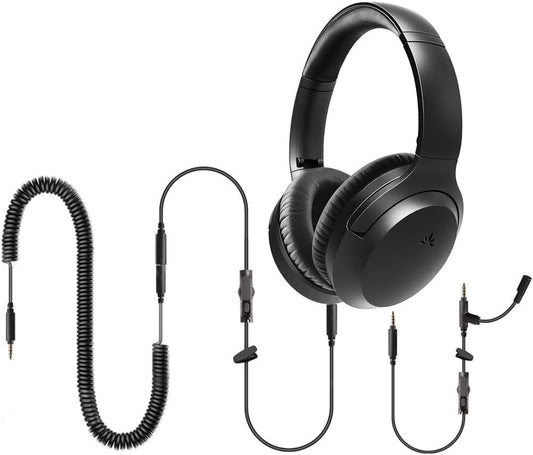 Avantree Aria Line M Wired Over-Ear Headphones Boom Mic Mute 3.5mm AUX