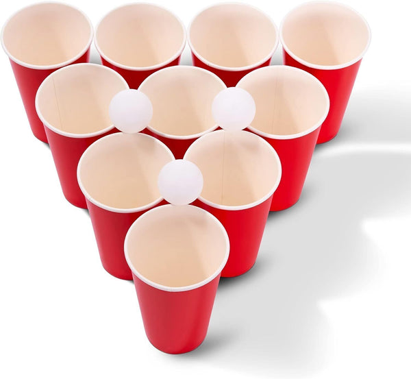 TWIDDLERS Beer Pong Set - 25 Red Paper Cups, 25 Ping Pong Balls - Eco Friendly