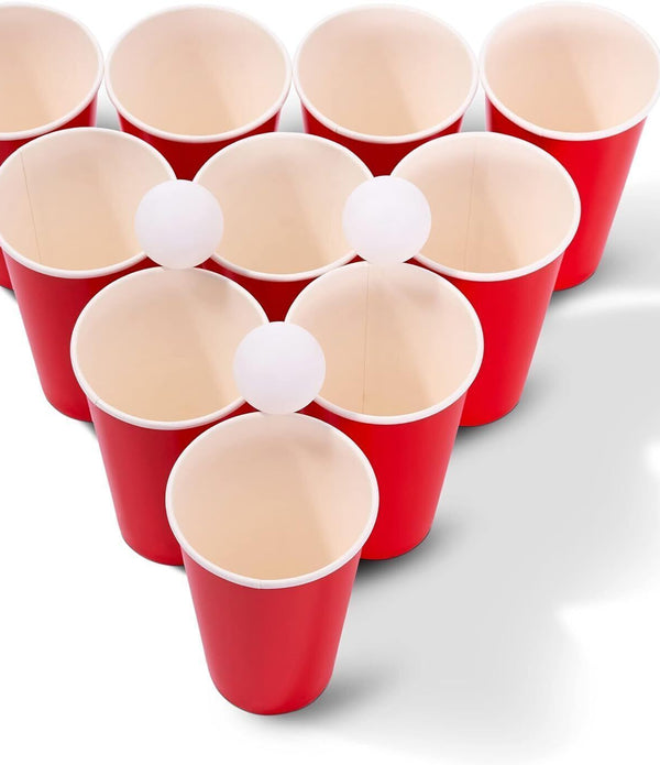 TWIDDLERS Beer Pong Set - 25 Red Paper Cups, 25 Ping Pong Balls - Eco Friendly