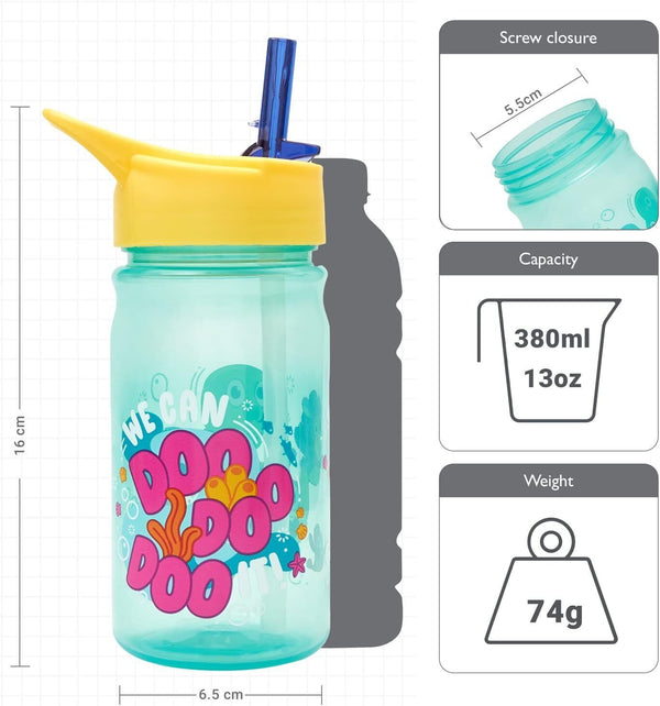 Baby Shark Big Show Water Bottle - Flip up Straw 380ml, Official Merchandise