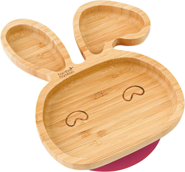 bamboo bamboo Baby Toddler Plate, Suction Plate for Feeding,  Bunny Cherry