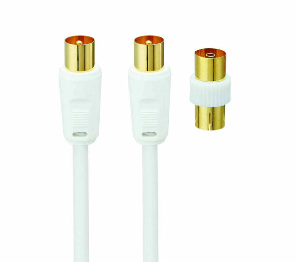 LOGIK L4AERA15 Aerial Cable & Adapter - 4 Metre, Gold-plated connector, White