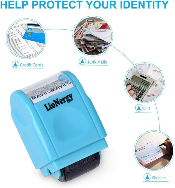 LioNergy Identity Protection Roller Stamp (Blue) + 3 Refills