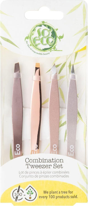 So Eco Rose Gold 4-Pc Combination Tweezer Set, Precision Beauty Tools