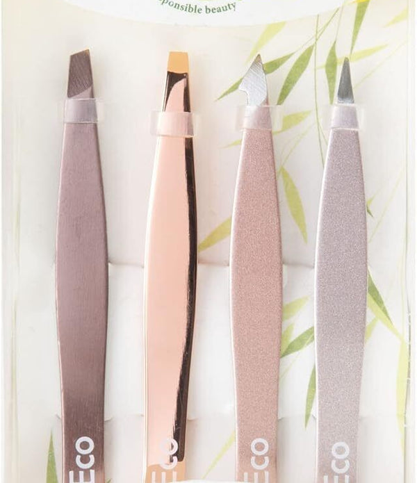 So Eco Rose Gold 4-Pc Combination Tweezer Set, Precision Beauty Tools