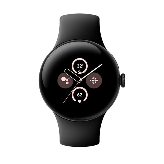 Google Pixel Watch 2 (Bluetooth, 41mm) Black Steel Case + Black Strap