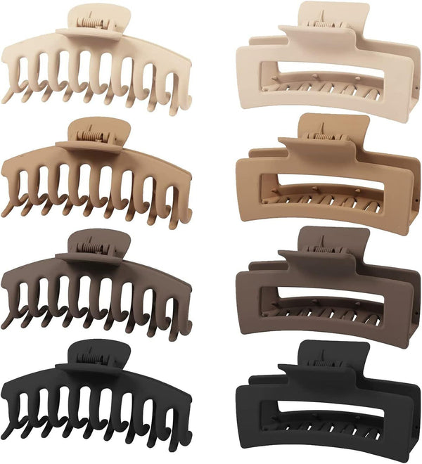 Zou.Rena Large Hair Claw Clips, 8-Pack, Non-Slip for Thick Hair