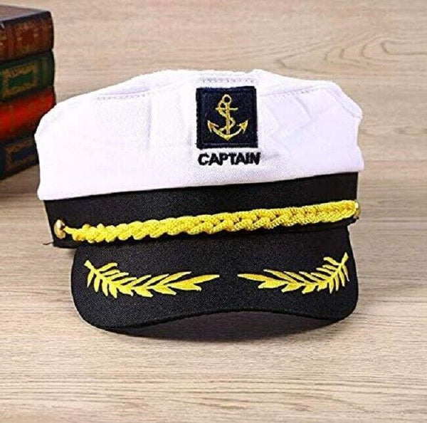 Captain Yacht Hat Adjustable Snapback & Gold Embroidery Anchor Skippers Cap 