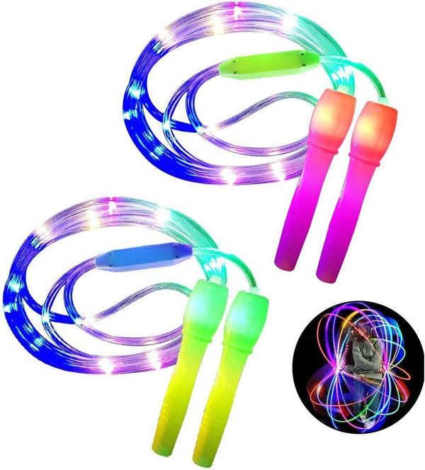 ANBET 2pk LED Jump Ropes, Adjustable Length, 3 Light Modes, Random Colours