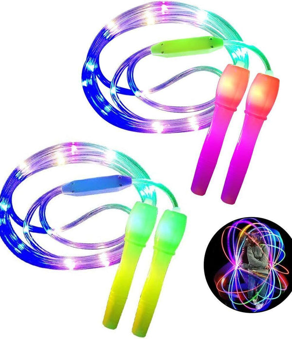 ANBET 2pk LED Jump Ropes, Adjustable Length, 3 Light Modes, Random Colours