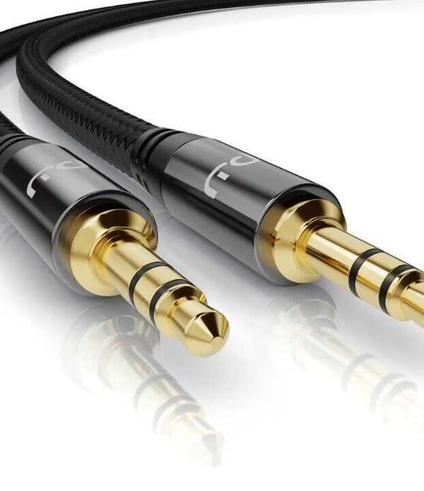 Primewire 3.5mm AUX Jack Cable - Nylon braided - 1m - Black