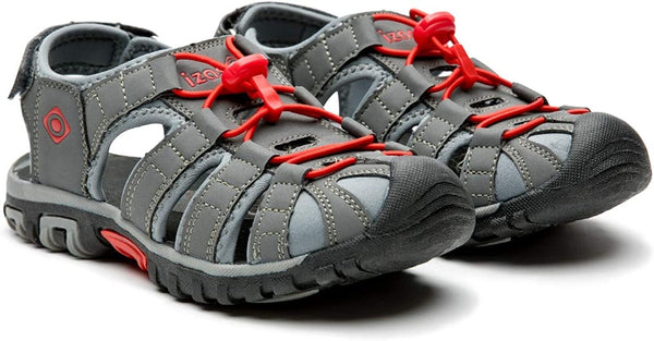 Izas Kids Unisex Sport Shoes Sandals - Summer Shoes - Dark Gray /Red UK size 4.5