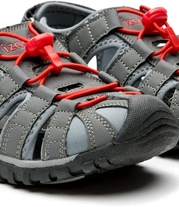 Izas Kids Unisex Sport Shoes Sandals - Summer Shoes - Dark Gray /Red UK size 4.5