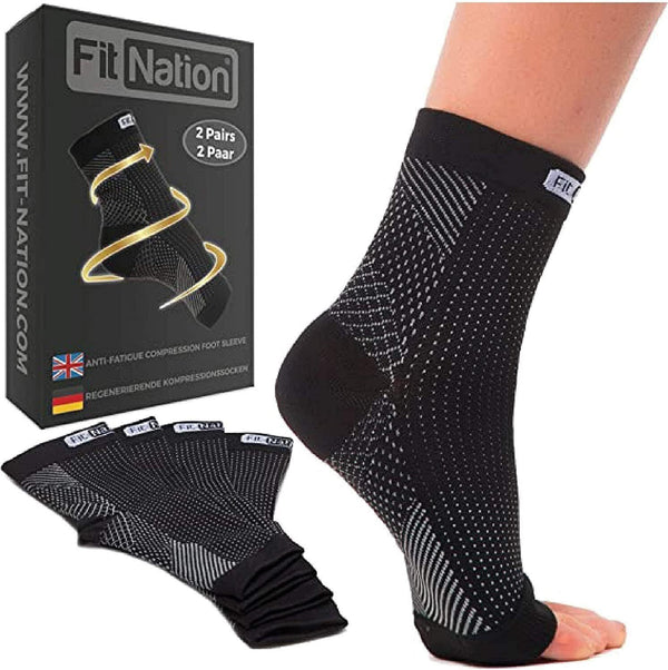 Fit Nation Plantar Fasciitis Support Socks - 2 Pairs in White L/XL