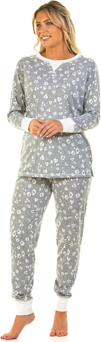 Wysteria Lane Animal Print Pyjama Set, Cotton, Heather Grey, Size XL