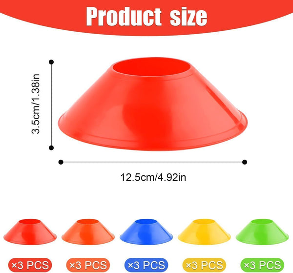 XIHIRCD 15x Mini Soccer/Agility Training Cones Flexible Marker Cones